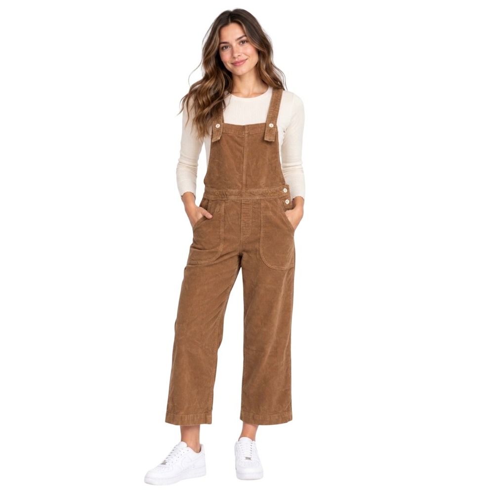 Patagonia Stand Up Corduroy Overalls Brown Size 8 Wide Leg Utility Bibs